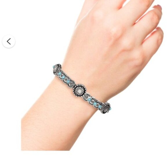 New Jessica Simpson Bracelet Silver Turquoise NWT - Picture 1 of 9
